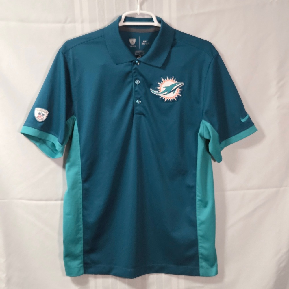 Nike Polo Shirt Mens Small Teal Miami Dolphins Dri-FIT NFL Training 657560-469
